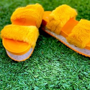 Rich Yellow Bejeweled Sandles